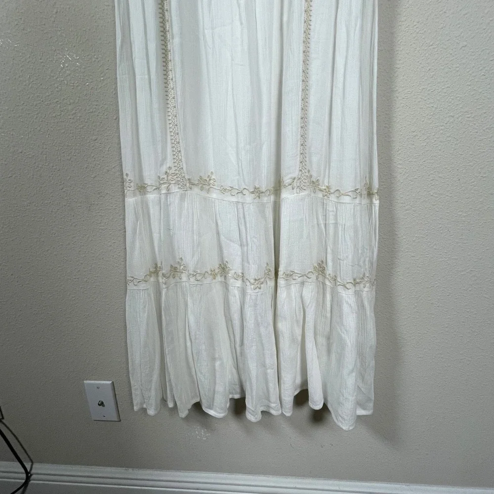 J. Jill Embroidered Maxi Dress Womens M Whitebarly Sleeveless Tiered Boho NWT - Picture 3 of 10